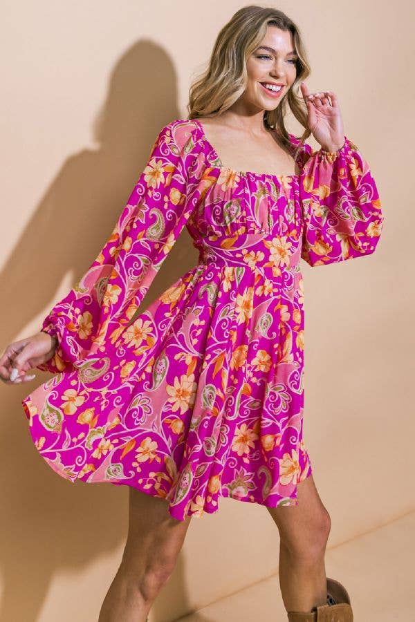 A printed woven mini dress