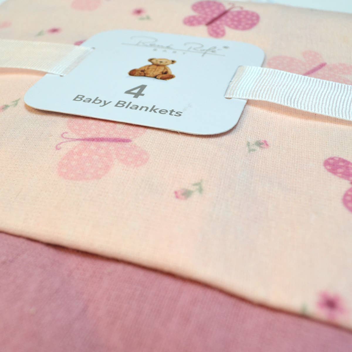 100% Cotton Rene Rofe 4-Pack Flannel Receiving Baby Blankets