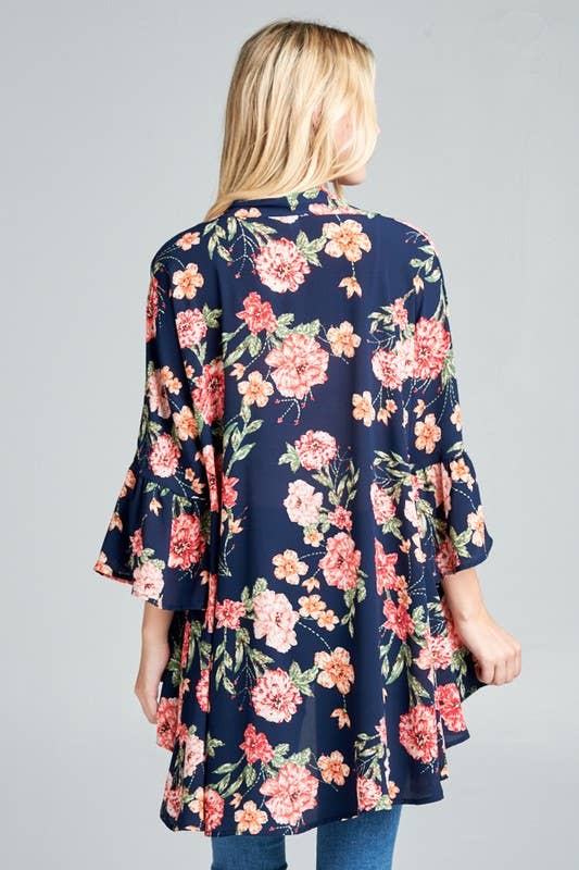 Open Front Floral Kimono