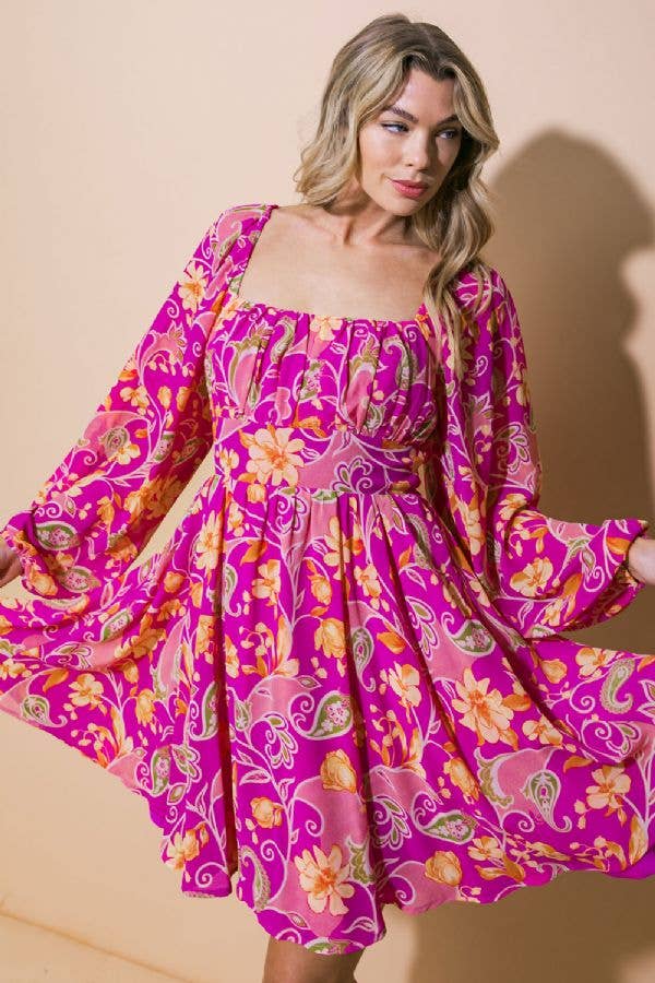 A printed woven mini dress