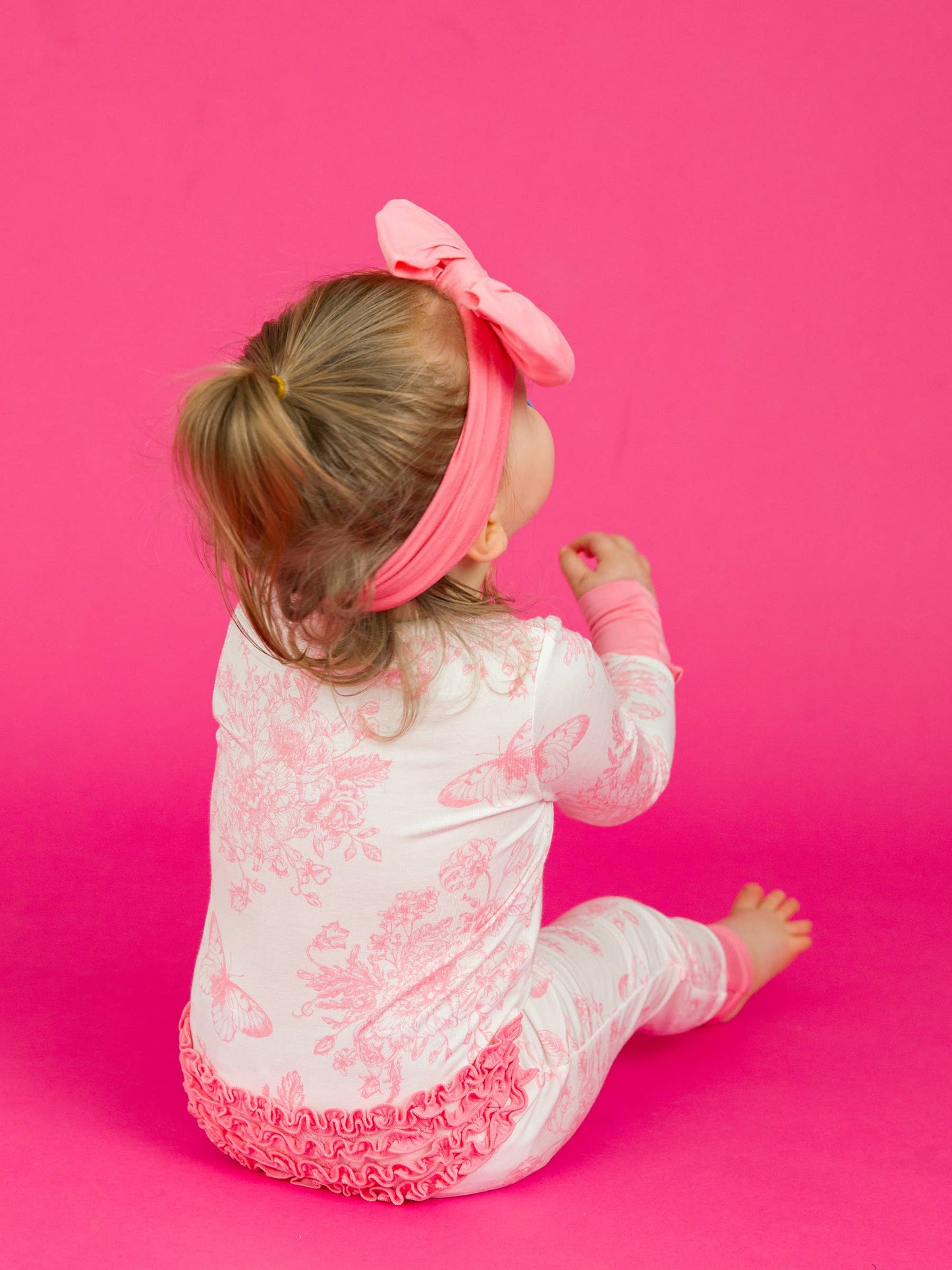 Pink Butterfly Garden Toile Bamboo Viscose