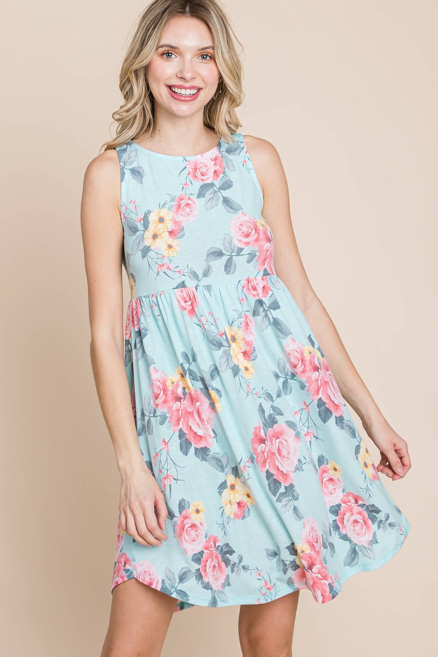 Plus Size Floral Babydoll Swing Dress