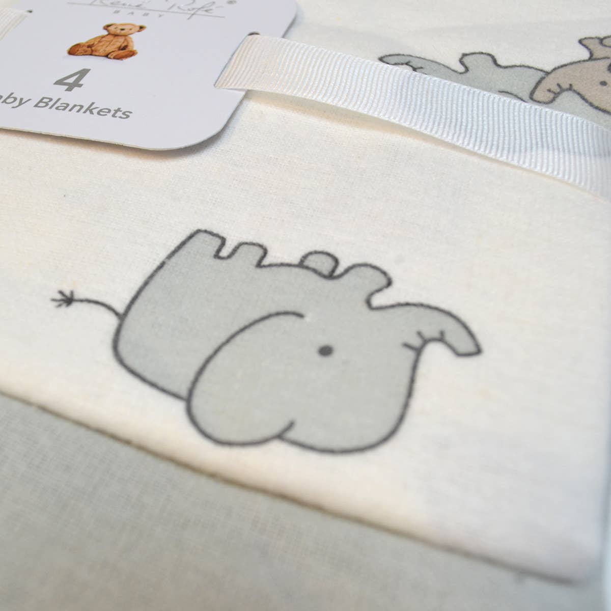 100% Cotton Rene Rofe 4-Pack Flannel Receiving Baby Blankets