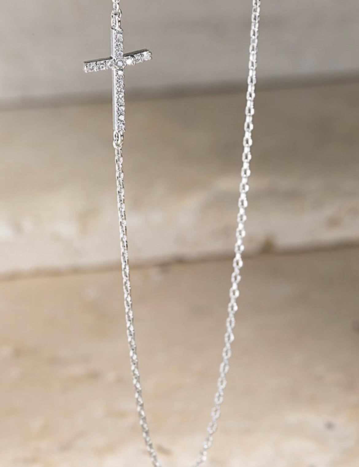 Brass Cross Cubic Zirconia Pendant Necklace