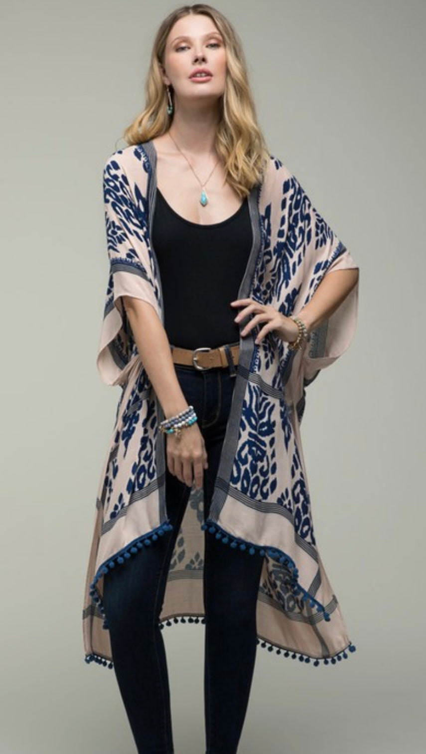 Damask Print Kimono