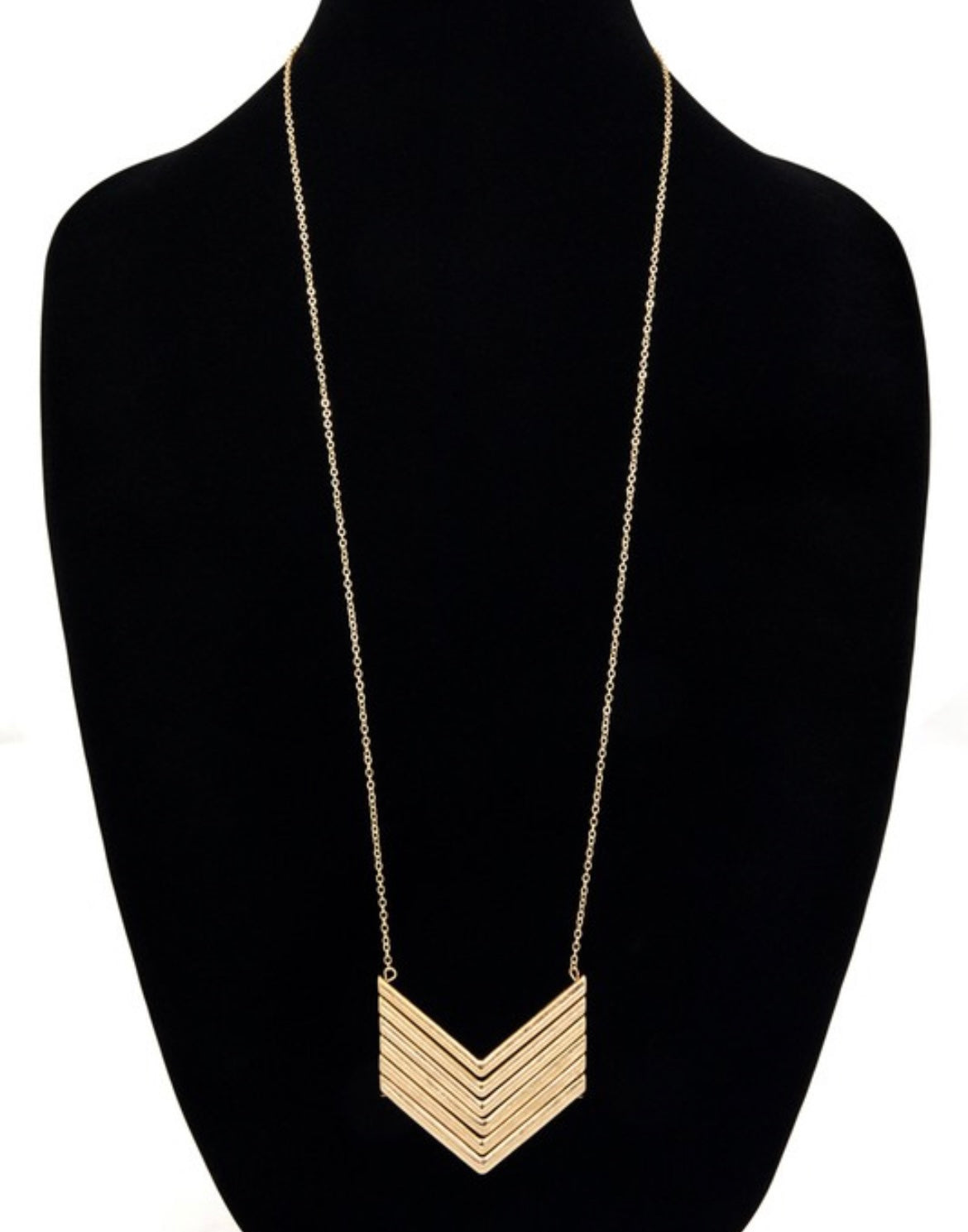 Worn Metal Chevron Necklace