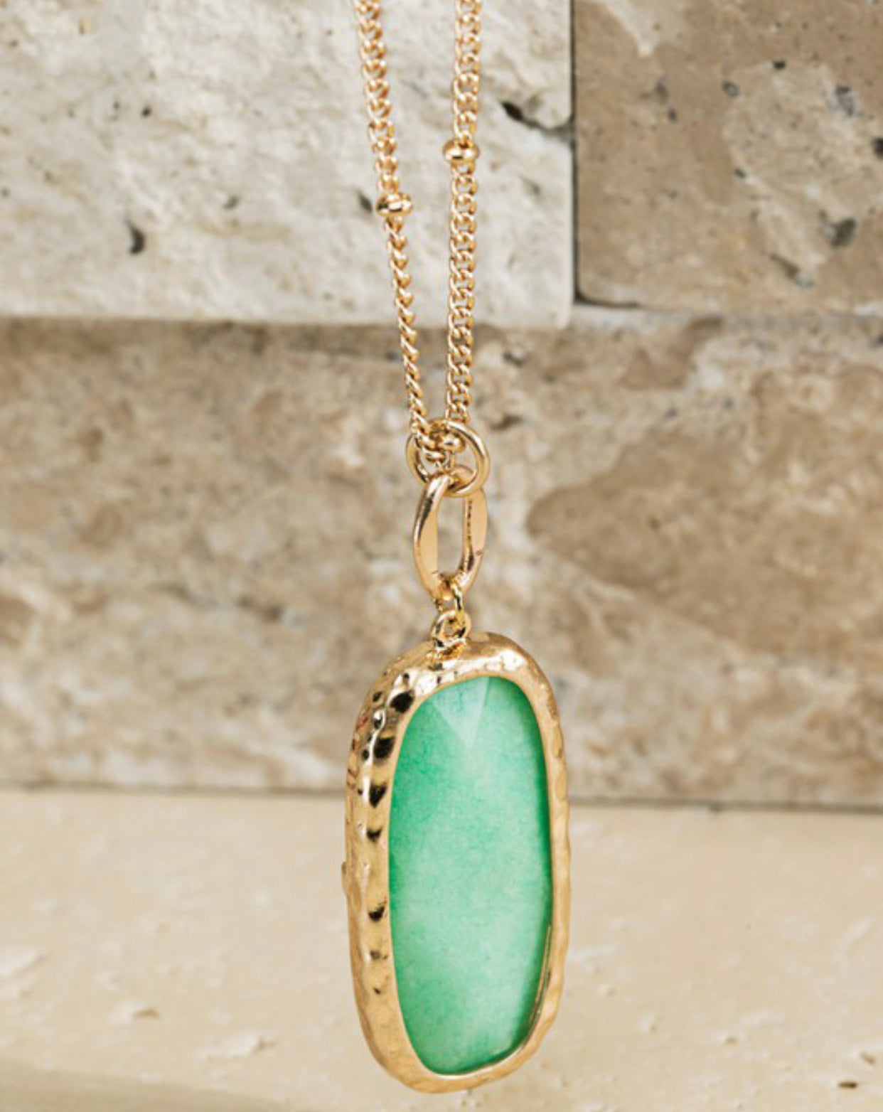 Natural Stone and Brass Necklace