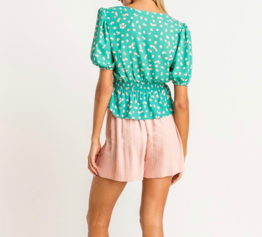 Printed Plunge Tie Top