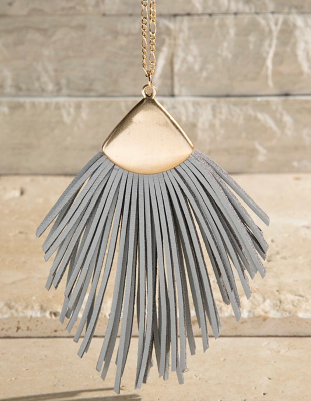 Faux Leather Tassel Necklace