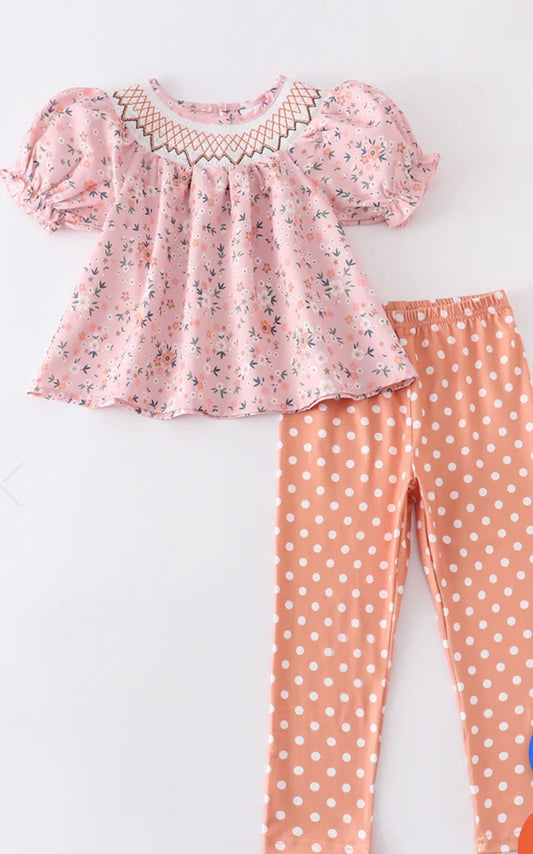 Pink Smocked 2 Piece Set