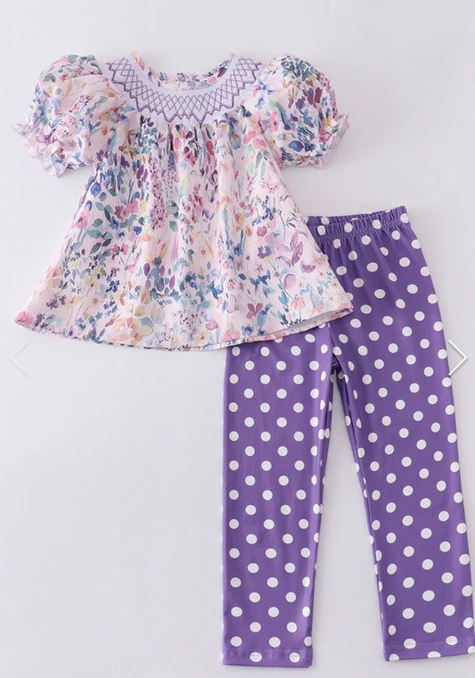 Purple Smocked 2 Piece Set