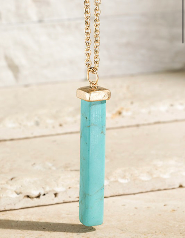 Natural Stone Bar Necklace