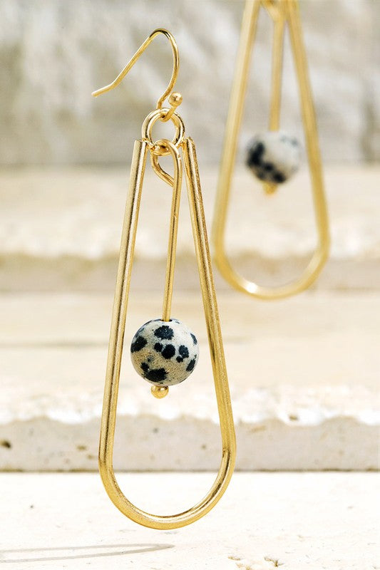 Wire Bar Natural Stone Earrings