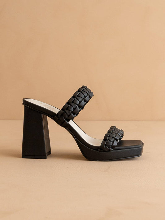 The Zenda Black | Braided Chunky Platform Party Heel