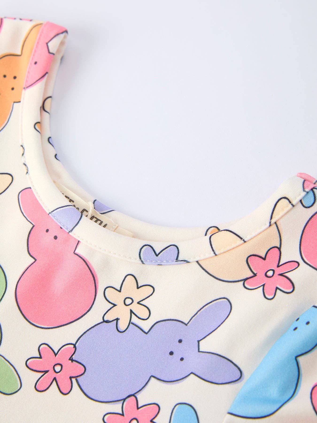 Easter Colorful Bunny Girls Twirl Short-sleeved Dress