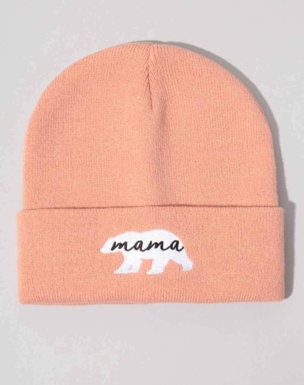 Mama Bear Embroidery Solid Cuffed Beanie