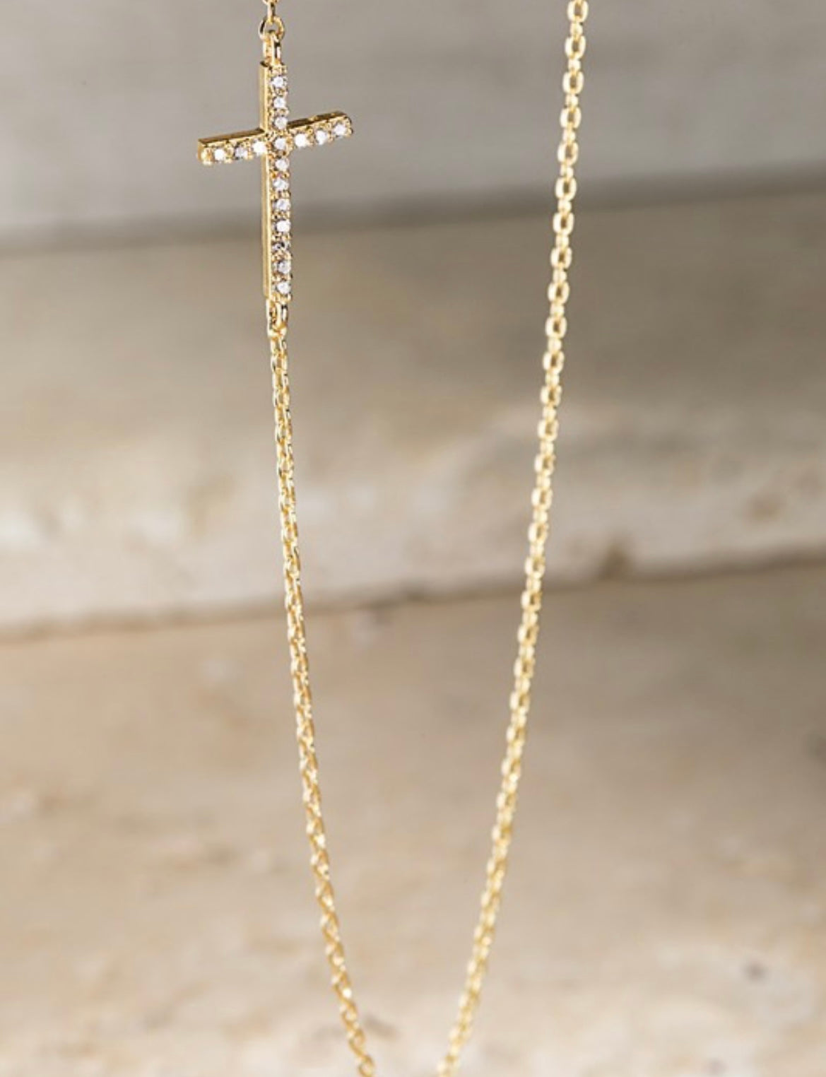 Brass Cross Cubic Zirconia Pendant Necklace
