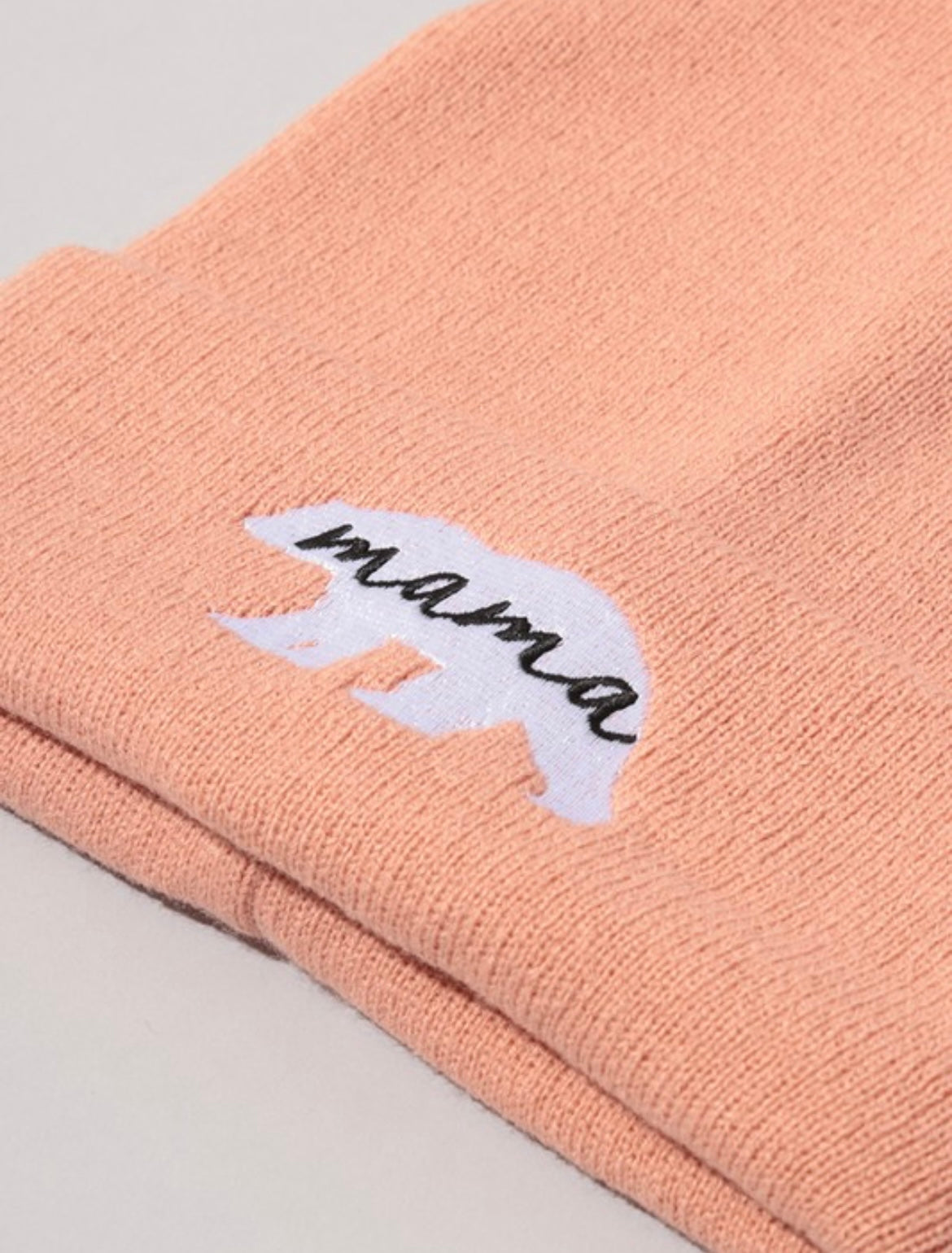 Mama Bear Embroidery Solid Cuffed Beanie