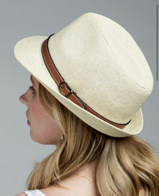 Faux Leather Belted Fedora