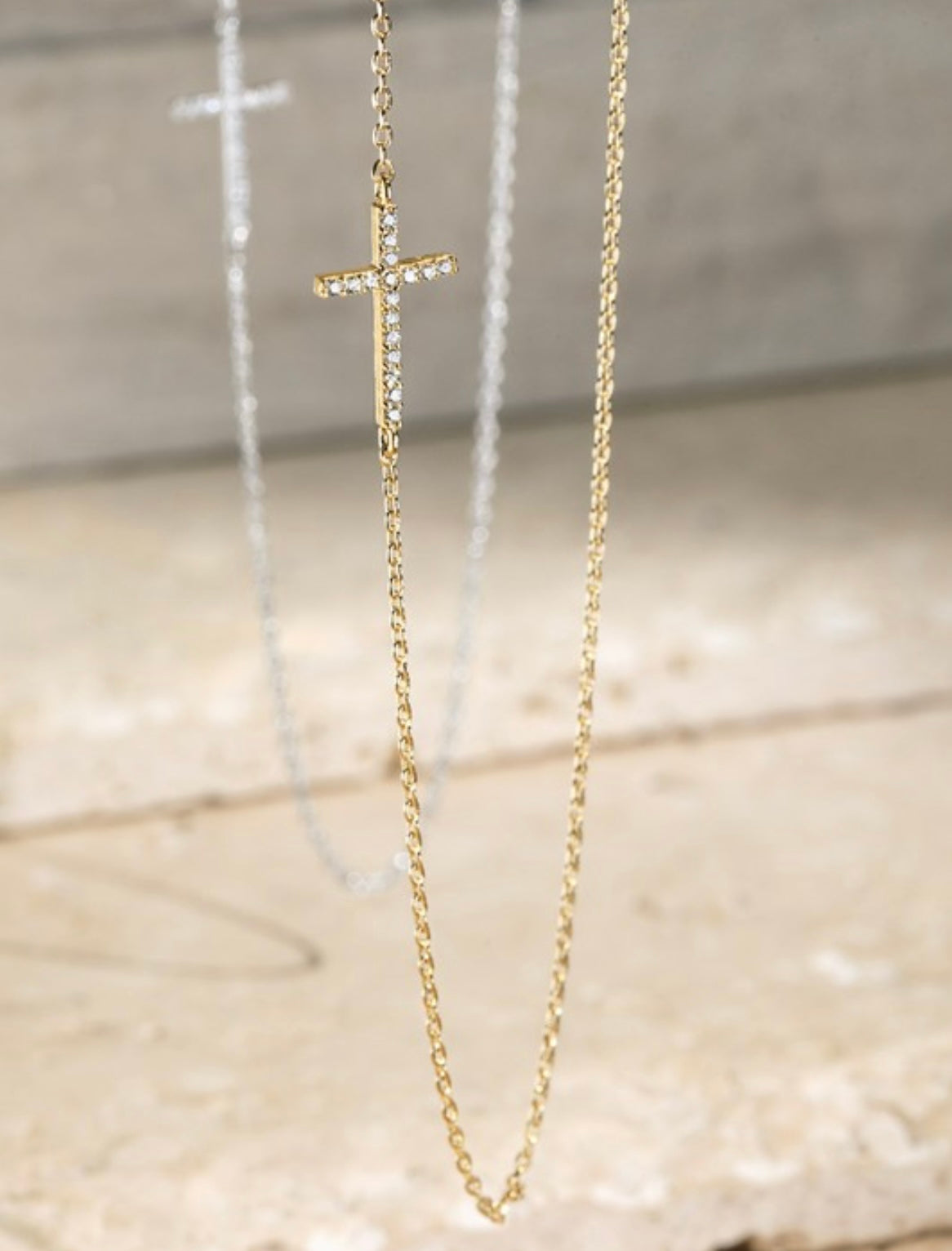 Brass Cross Cubic Zirconia Pendant Necklace