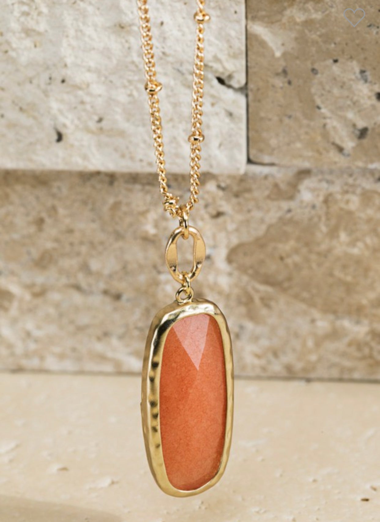 Natural Stone and Brass Necklace