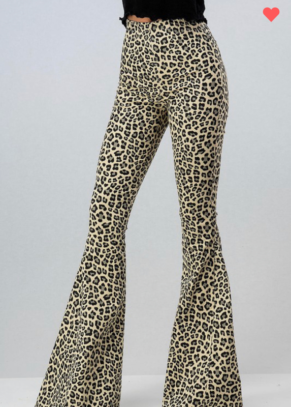 Leopard Waist Flare Pants