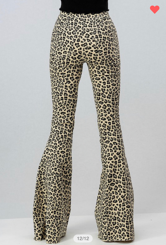 Leopard Waist Flare Pants