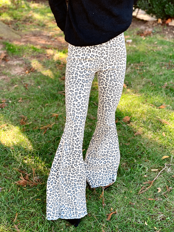 Leopard Waist Flare Pants