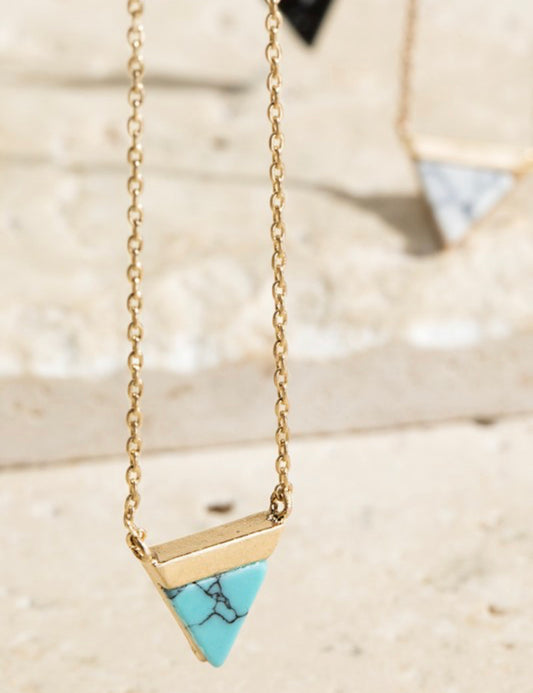 Natural Stone Triangle Necklace