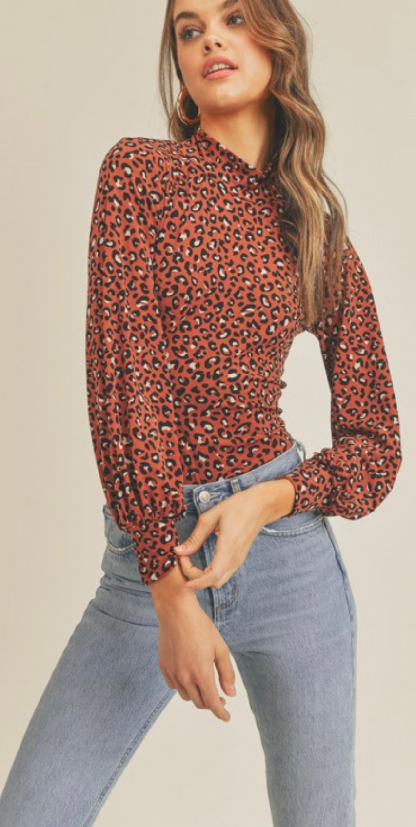 Animal Print High Neck Top